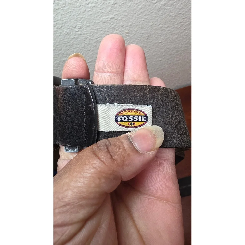 Fossil Belt Mens 36 Brown Full Grain Cowhide Leather MB5297300136 Casual